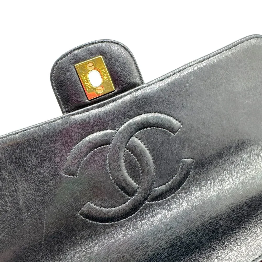 Chanel Black Matelasse Lambskin Top Handle Kelly Flap Bag 1994-96